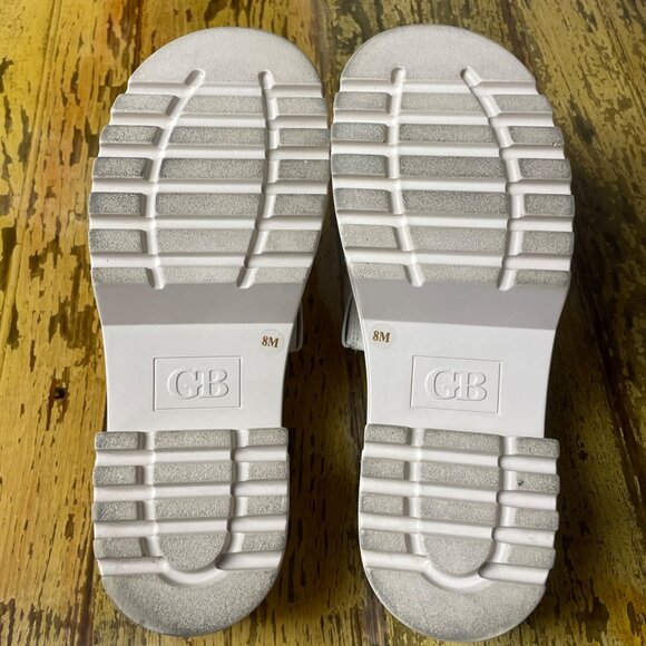 GB Gianni Bini Puffy Leather Chunky Platform Sandals Cream Sz 8 - Picture 7 of 7